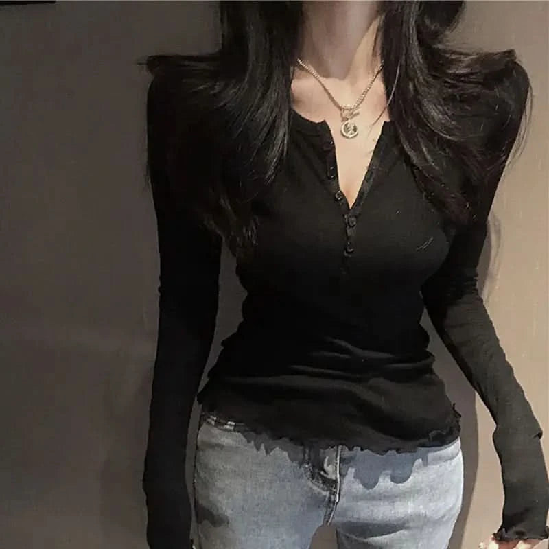 Slim Sexy Solid Color Fashion T-Shirt for Women