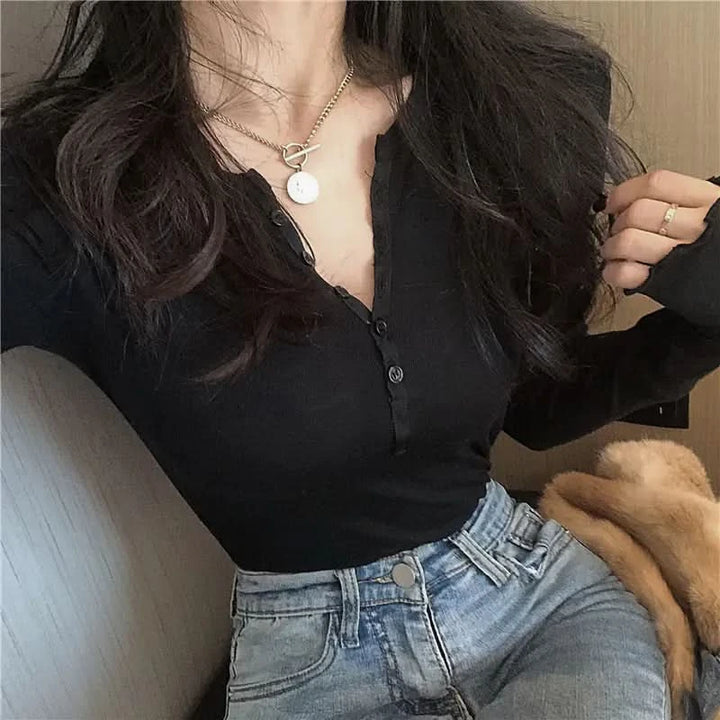 Slim Sexy Solid Color Fashion T-Shirt for Women